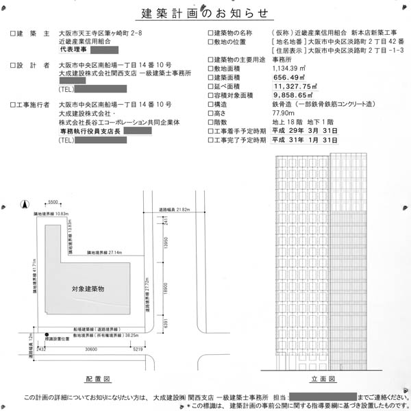 (仮称)近畿産業信用組合新本店新築工事