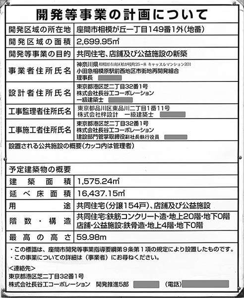 リビオタワー小田急相模原レジデンスの建築計画のお知らせ