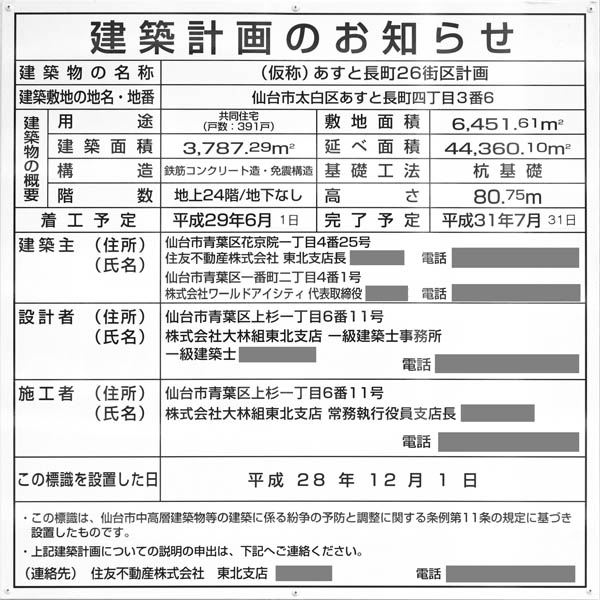 (仮称)あすと長町26街区計画