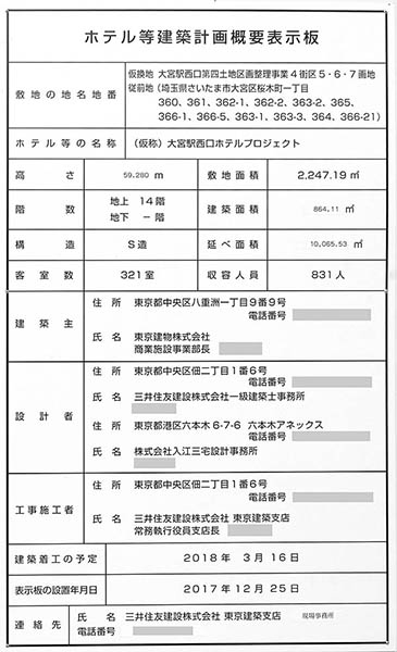 カンデオホテルズ大宮(仮称)の建築計画のお知らせ