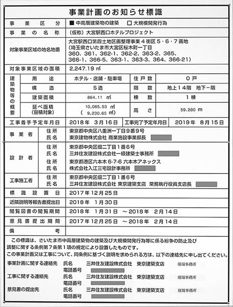 カンデオホテルズ大宮(仮称)の建築計画のお知らせ