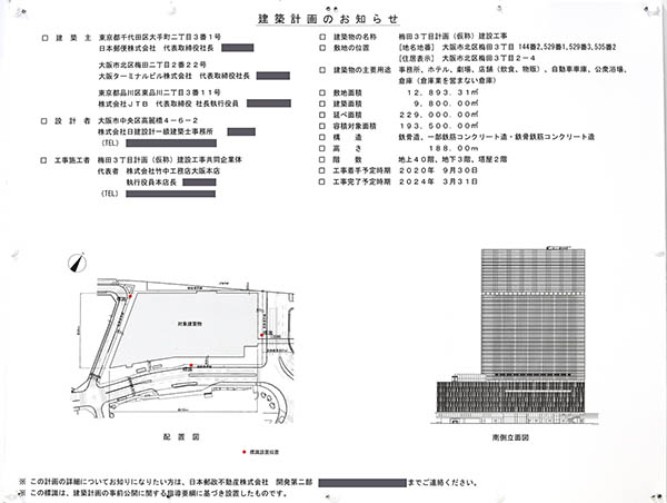 梅田3丁目計画（仮称）建設工事の建築計画のお知らせ