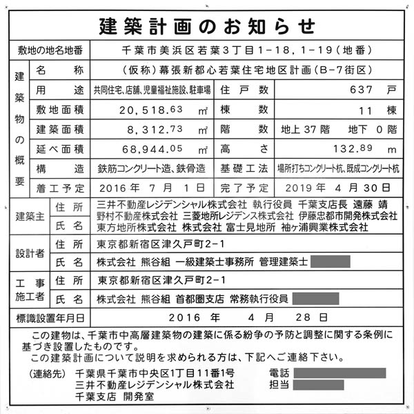 (仮称)幕張新都心若葉住宅地区計画