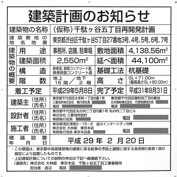 (仮称)千駄ヶ谷五丁目再開発計画