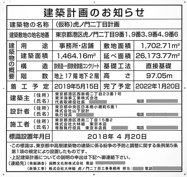 (仮称)虎ﾉ門二丁目計画B街区の建築計画のお知らせ