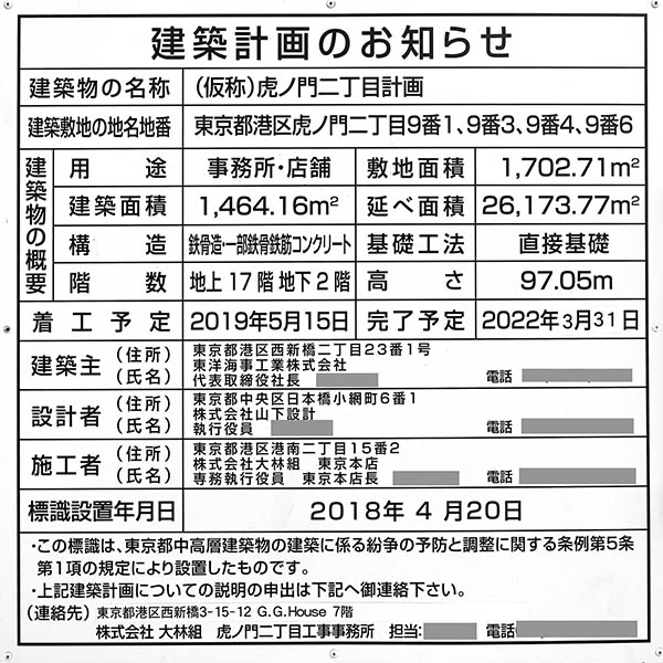 (仮称)虎ノ門二丁目計画B街区の建築計画のお知らせ