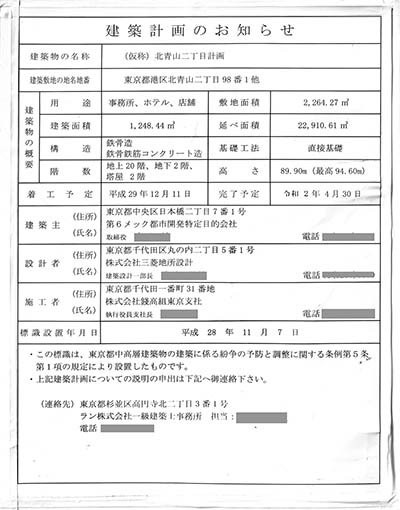 (仮称)北青山二丁目計画の建築計画のお知らせ