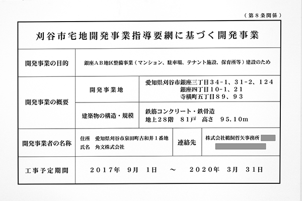 エクセルグランデ刈谷銀座タワー（銀座AB地区整備事業）の建築計画のお知らせ