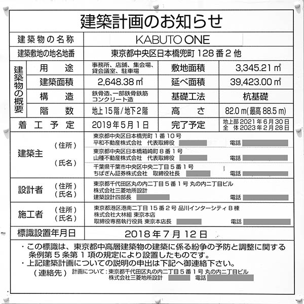 KABUTO ONEの建築計画のお知らせ