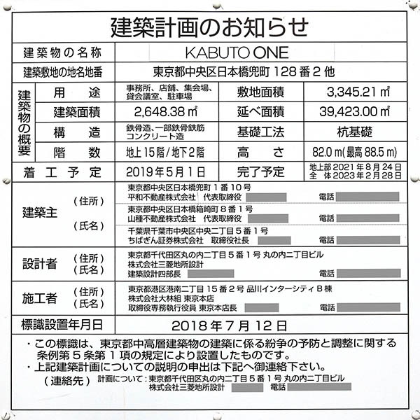 KABUTO ONEの建築計画のお知らせ