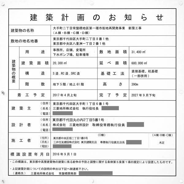 大手町二丁目常盤橋地区第一種市街地再開発事業