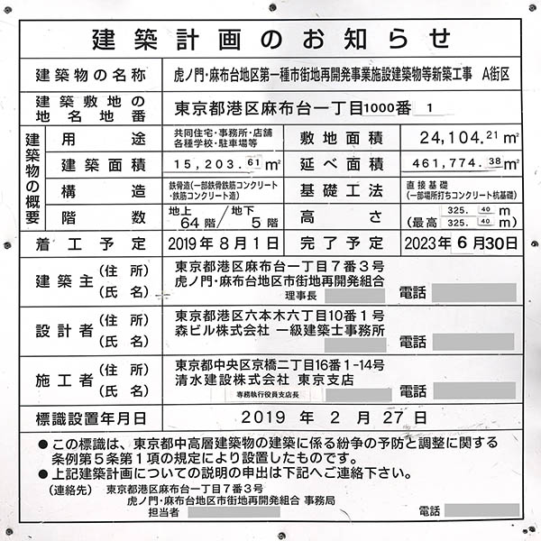 麻布台ヒルズの建築計画のお知らせ