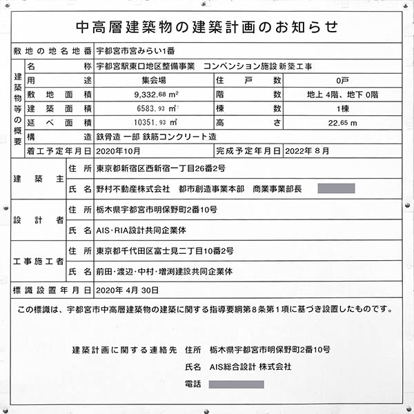 宇都宮駅東口地区整備事業の建築計画のお知らせ