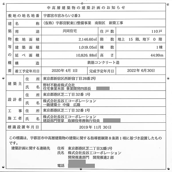 宇都宮駅東口地区整備事業の建築計画のお知らせ