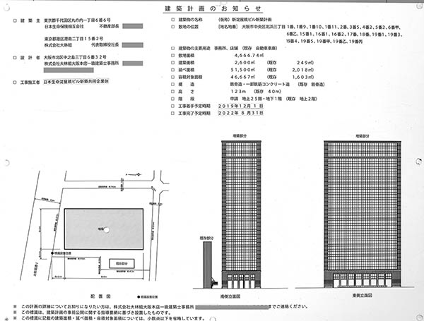 日本生命淀屋橋ビル新築工事の建築計画のお知らせ