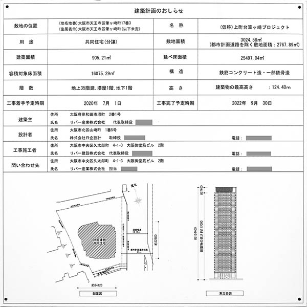 (仮称)上町台筆ヶ崎プロジェクトの建築計画のお知らせ