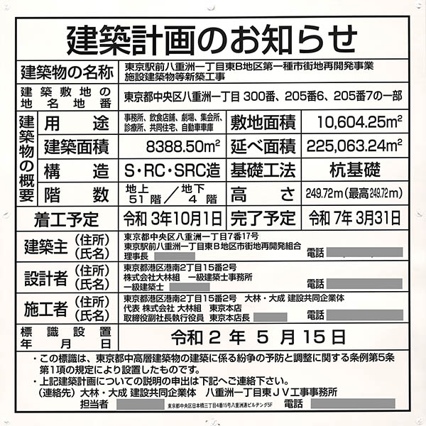 東京駅前八重洲一丁目東B地区第一種市街地再開発事業の建築計画のお知らせ