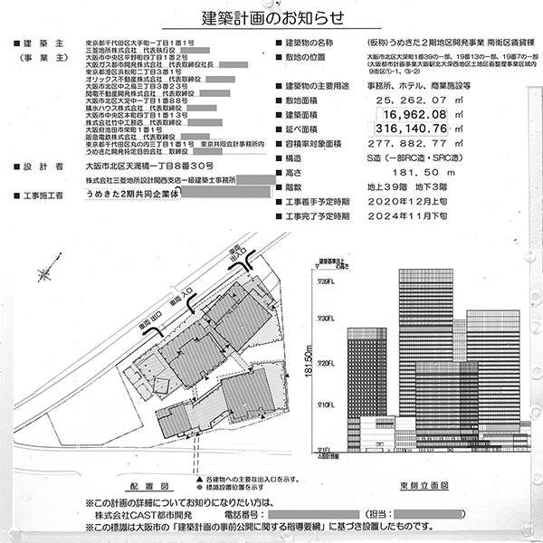 グラングリーン大阪 南館の建築計画のお知らせ