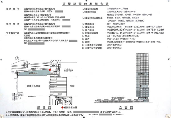 大阪駅西高架エリア開発／(仮称)大阪駅西北ビル開発事業の建築計画のお知らせ