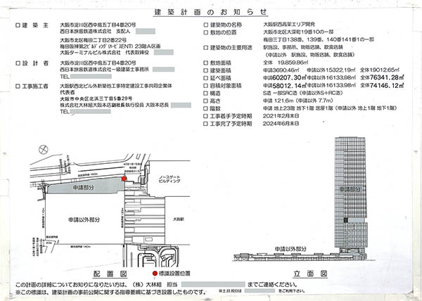 大阪駅新駅ビル(仮称)の建築計画のお知らせ