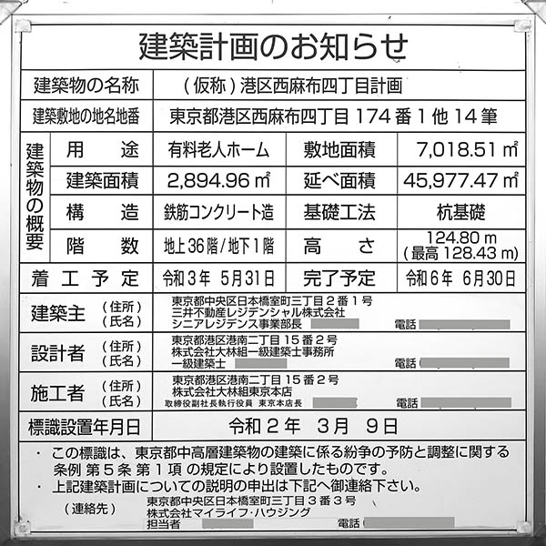 (仮称)パークウェルステイト西麻布の建築計画のお知らせ