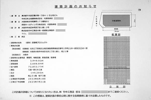 (仮称)淀屋橋プロジェクトの建築計画のお知らせ