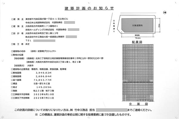 (仮称)淀屋橋プロジェクトの建築計画のお知らせ