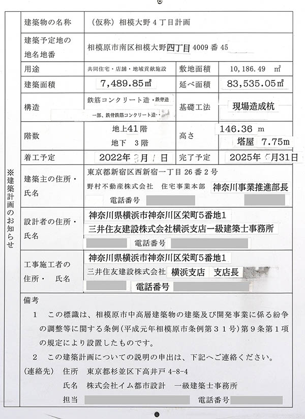 (仮称)相模大野4丁目計画の建築計画のお知らせ