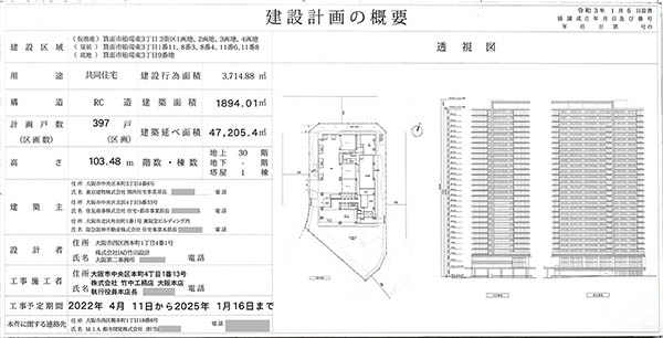 Brillia Tower 箕面船場 TOP OF THE HILLの建築計画のお知らせ