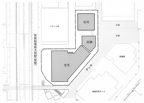 箕面船場阪大前駅前ツインタワーマンション計画