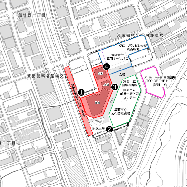 箕面船場阪大前駅前ツインタワーマンション計画