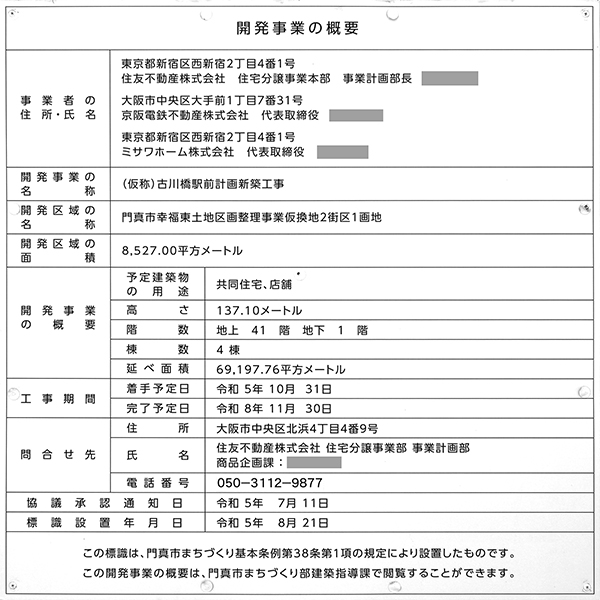 シティタワー古川橋の開発事業の概要