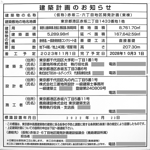 (仮称)赤坂二・六丁目地区開発計画の建築計画のお知らせ